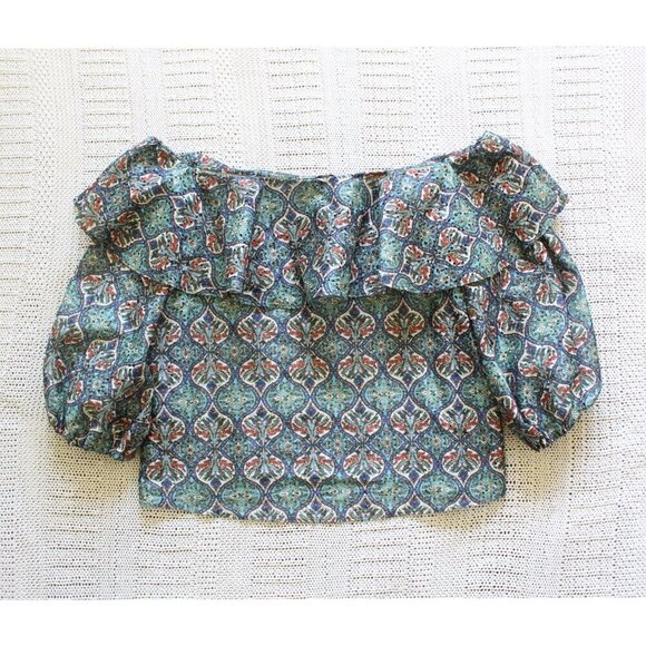 Anthropologie Sachin & Babi Musette Floral Blouse Size large off shoulder Top - Picture 12 of 12